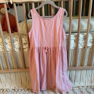 H&M Pink Seersucker Tank Dress with Tie Waist